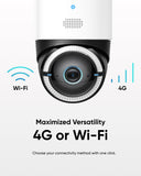 4K Cellular Solar Security Cameras Wireless Outdoor, Pan and Tilt, 4G and Wi-Fi Duo-Mode, AI Tracking, with SIM Card and 32GB SD Card, No WiFi, No Problem
